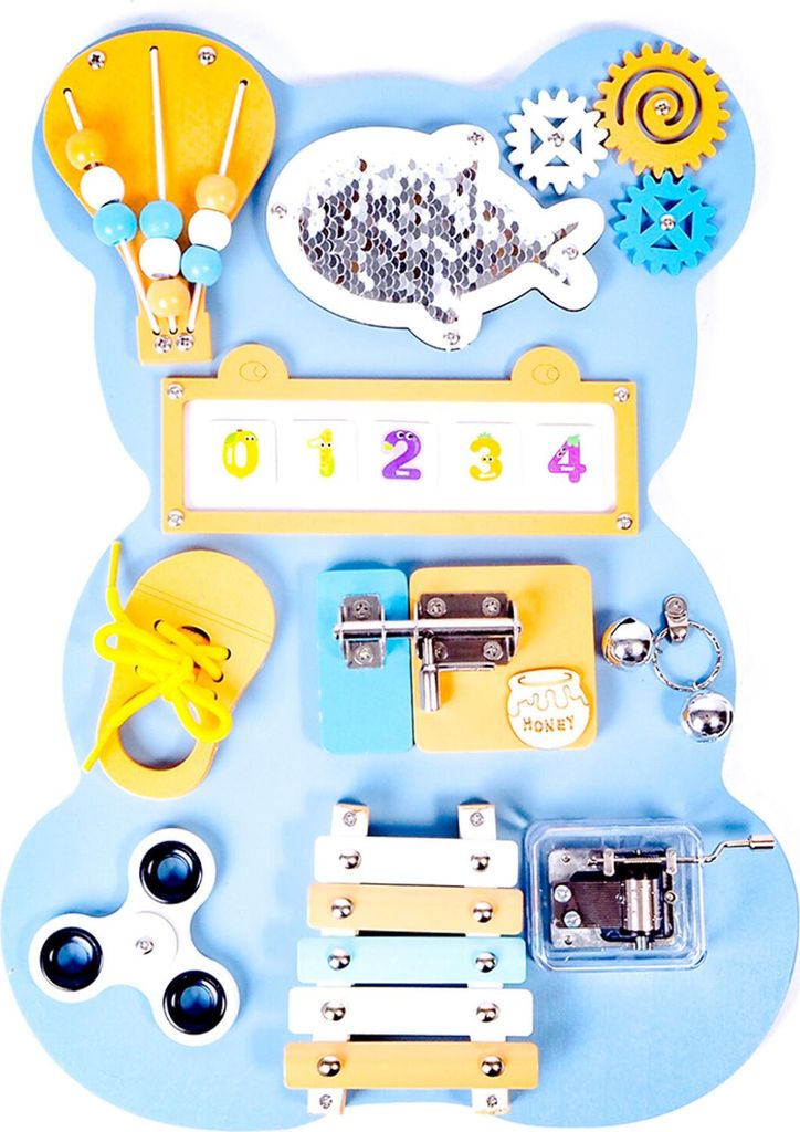 Aga4Kids Montessori Holztafel Bär Blau Produktbild 