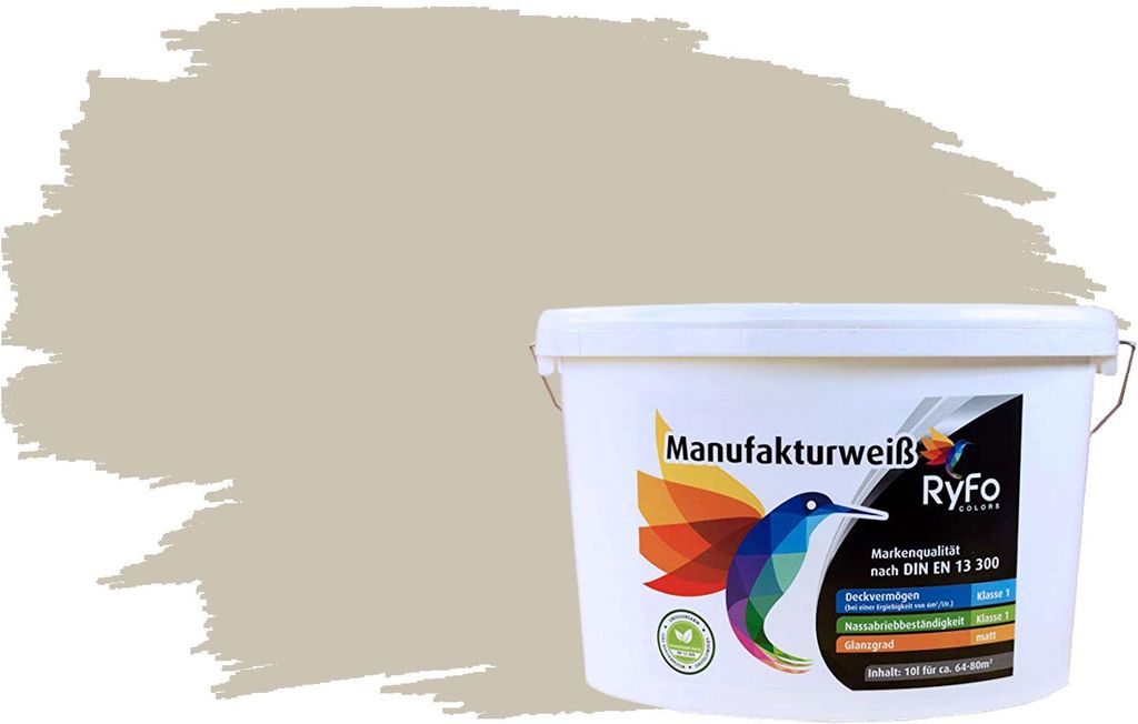 RyFo Colors Bunte Wandfarbe Manufakturweiß Lichtgrau 10l  - Produktbild 