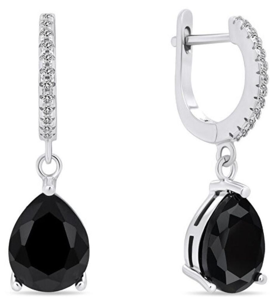 Charming silver earrings with black zirconia EA638WBC