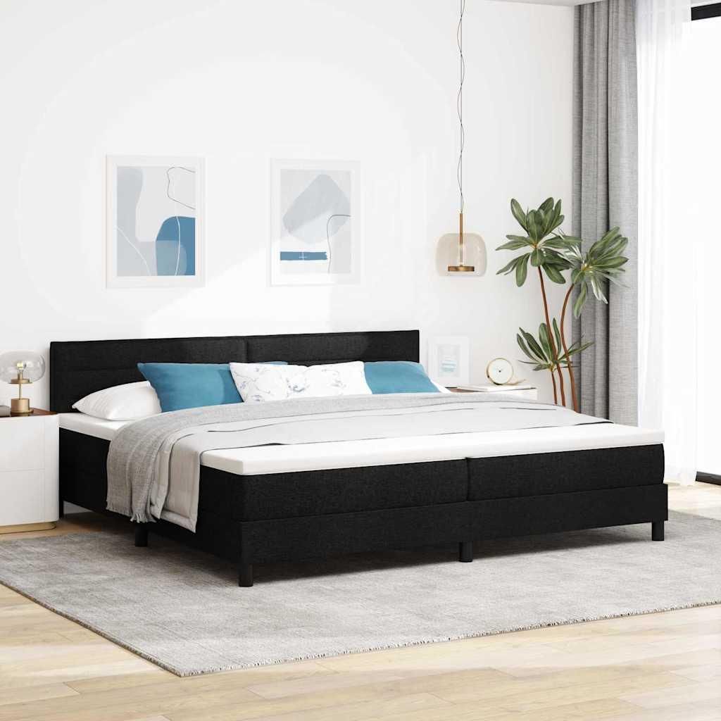 Maison Exclusive - Boxspringbett mit Kopfteil Schwarz 200 x 200 cm Stoff