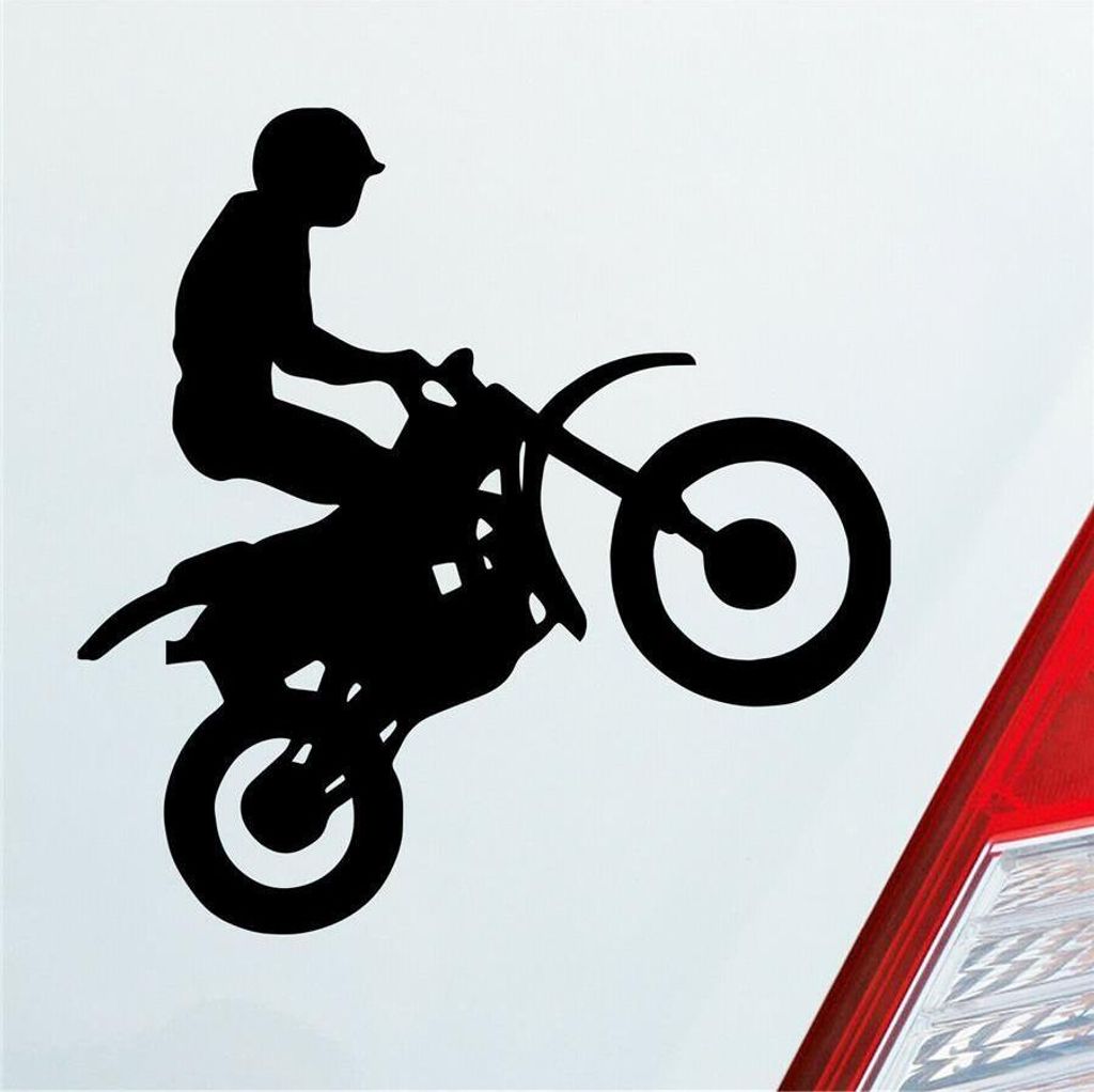 Auto Aufkleber Motorcross Motorrad Bike Tuning 10x9 cm Schwarz Glanz Sticker Heckscheibenaufkleber