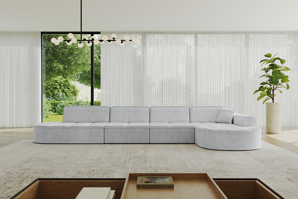 ALTDECOR Ecksofa in L- Form TARO-L3 - 413x171x79,5 cm Grau - Corner Sofa Bett Eckcouch Couch Wohnlandschaft Cauchsofa
