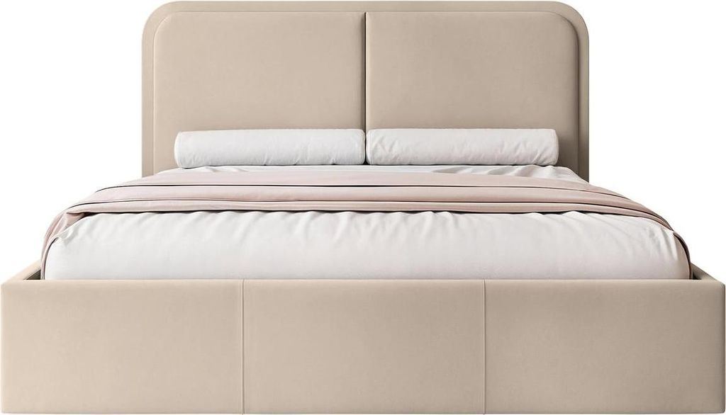 FEDVE Polsterbett OLLEO aus Velours 120x200 cm, Beige