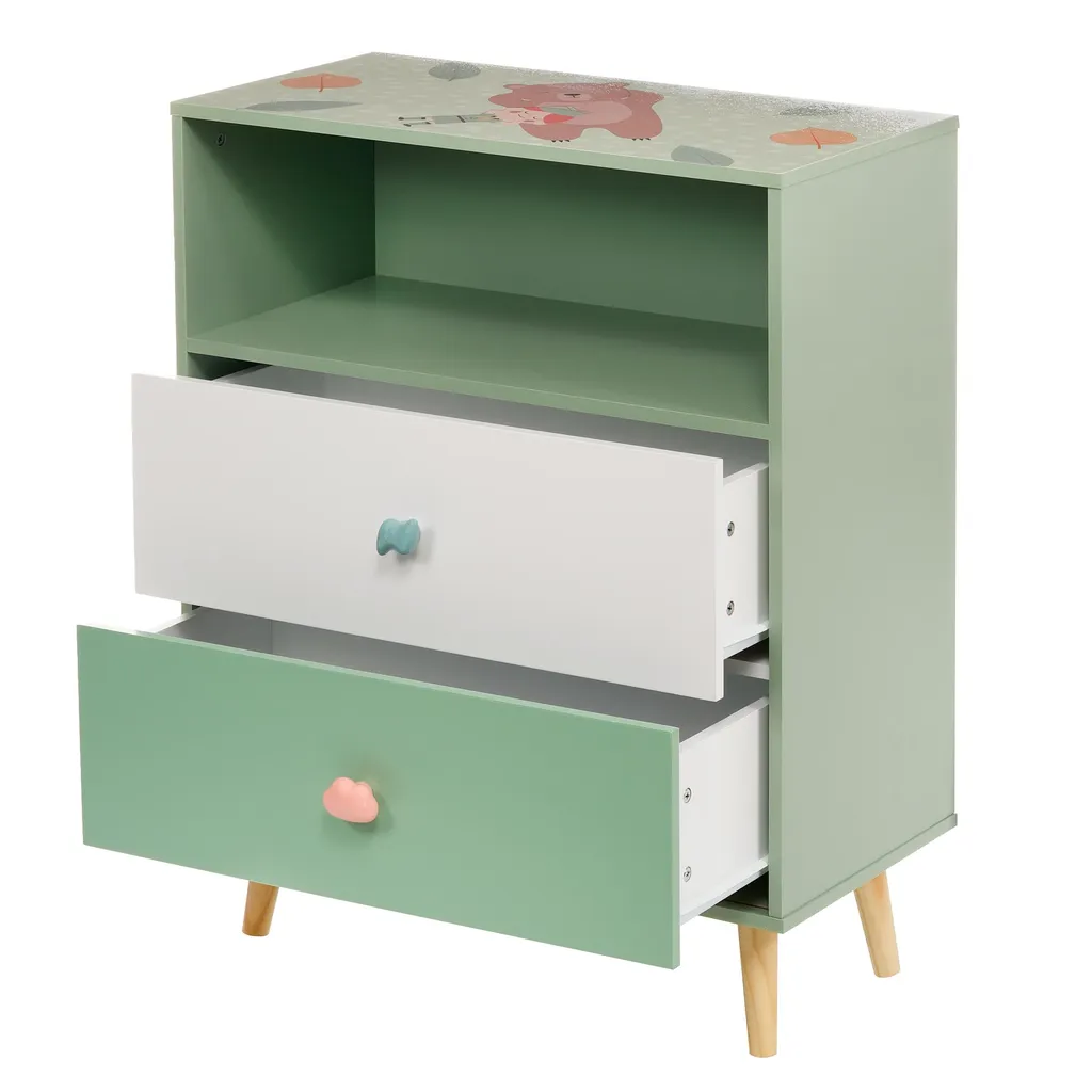 Rangement chambre d'enfant thématique ourson avec 2 bacs de stockage