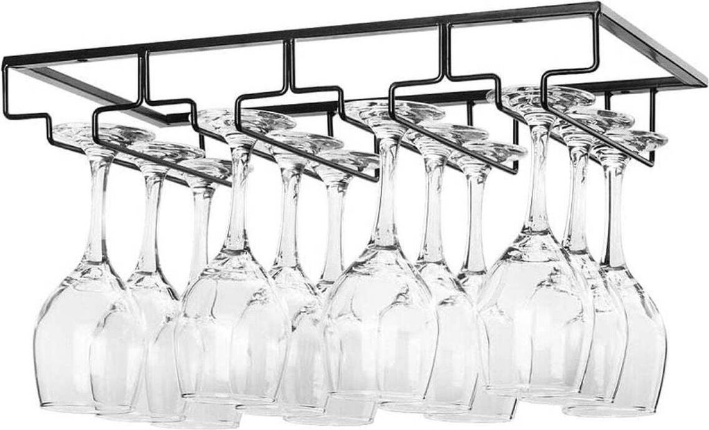 Hängeregal Weingläser - Schwarz - 12 Gläser - Weinglashalter - Glasregal