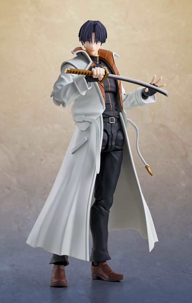 A full-body shot of an anime action figure holding a sword.