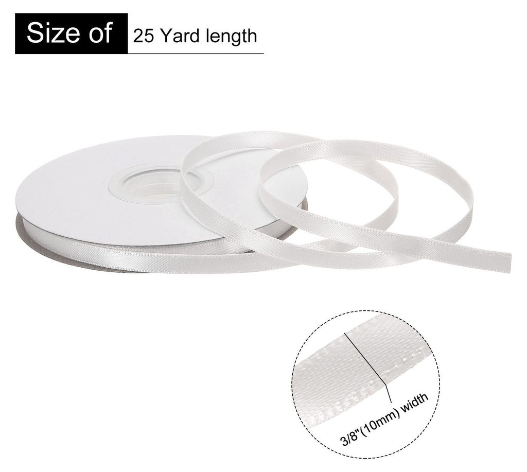 10 mm x 23 Meter Satinband, Doppelseitige Schleifenband Polyester Geschenkband fš¹r Deko Party Hochzeit Geburtstag Trauer Geschenkverpackung Band...