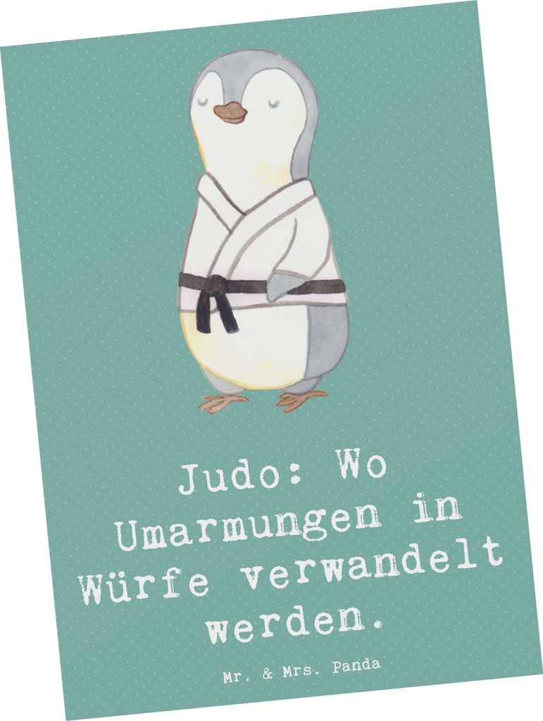Mr. & Mrs. Panda Fotokarte Judo Umarmungen - Meeresbrise - Geschenk, Postkarten, Humor, Philosophie, Postkarte, Grußkarte, Sportler Geschenke, Mut...