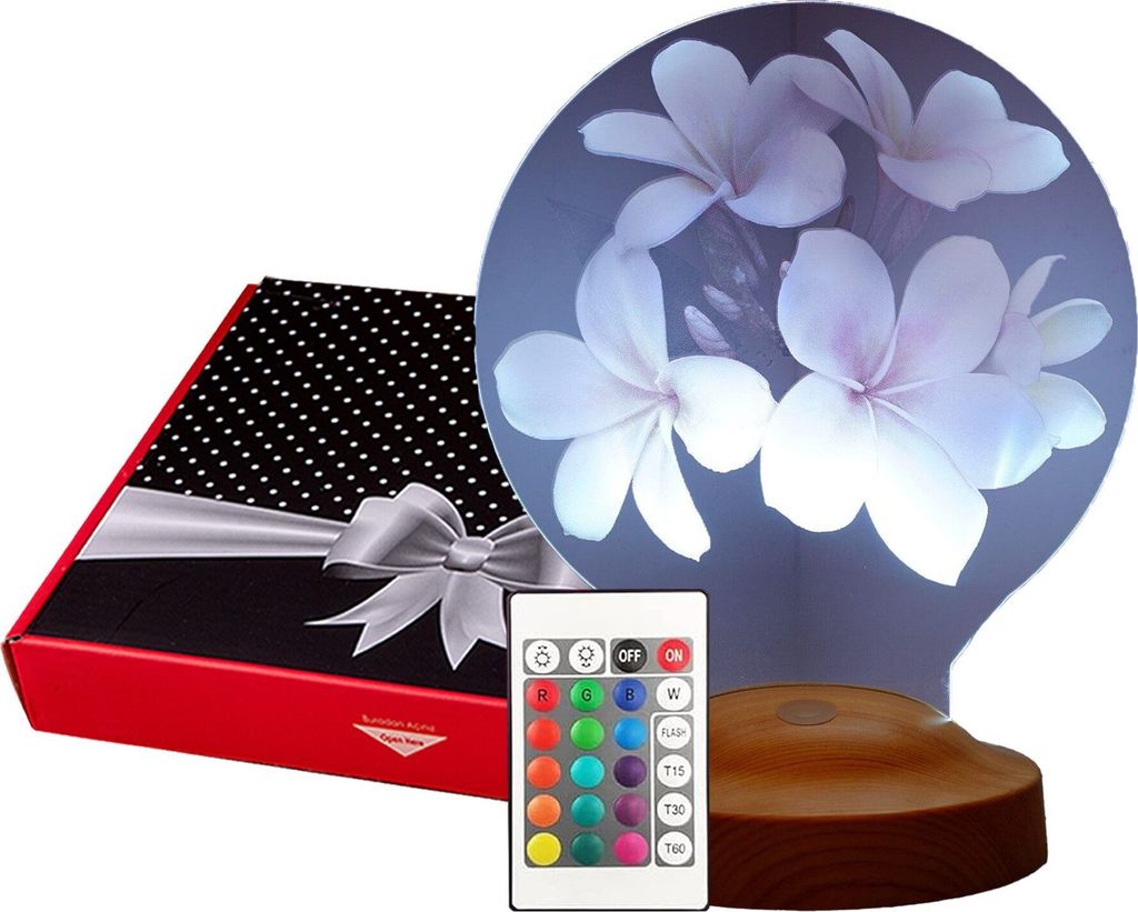 Geschenkelampe LED Nachttischlampe Plumeria Blumen 3D Produktbild 