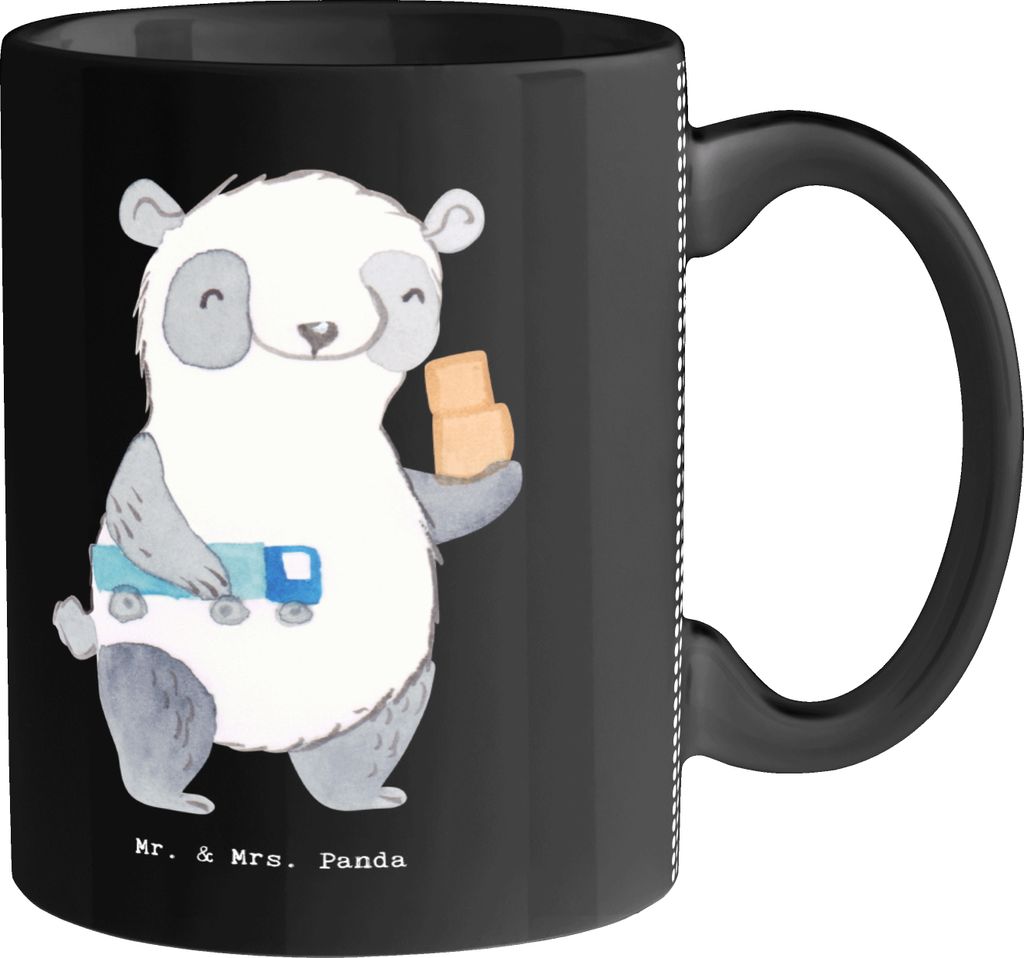 Mr. & Mrs. Panda Teetasse Möbelpacker Herz - Schwarz - Geschenk, Möbel Packen, Umzugshelfer, Kaffeebecher, Kartons, Trinkbecher, Umzugsfirma, Kaf...
