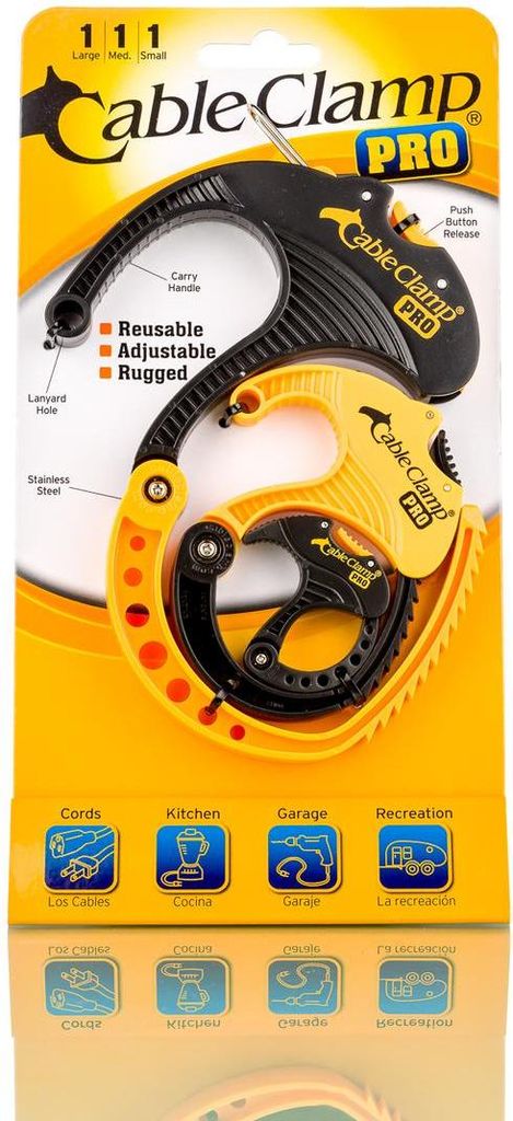 Kabelklemme PRO - Blister 3 Stück Mix S/M/L gelb