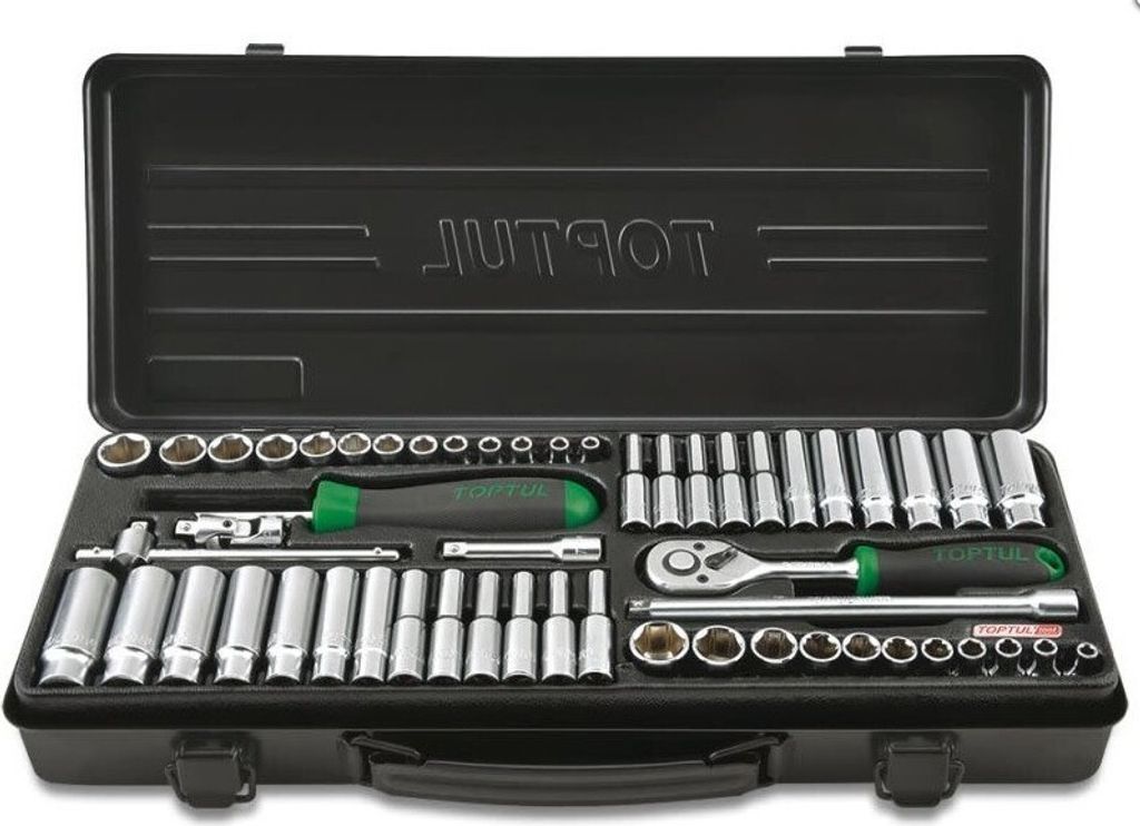 TOPTUL Steckschlüsselsatz Knarenkasten GBA54400 Chrom-Vanadium-Stahl