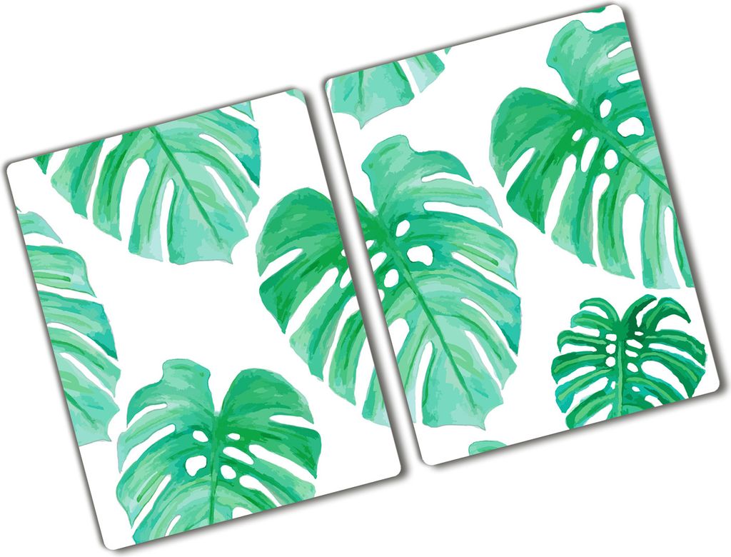 Tulup Glas Herdabdeckplatte - 2x40x52 cm - Glaskeramikkochfeld-Abdeckung Spritzschutz Glasabdeckplatte Kochplattenabdeckung und Schneidebrett - Zwe...