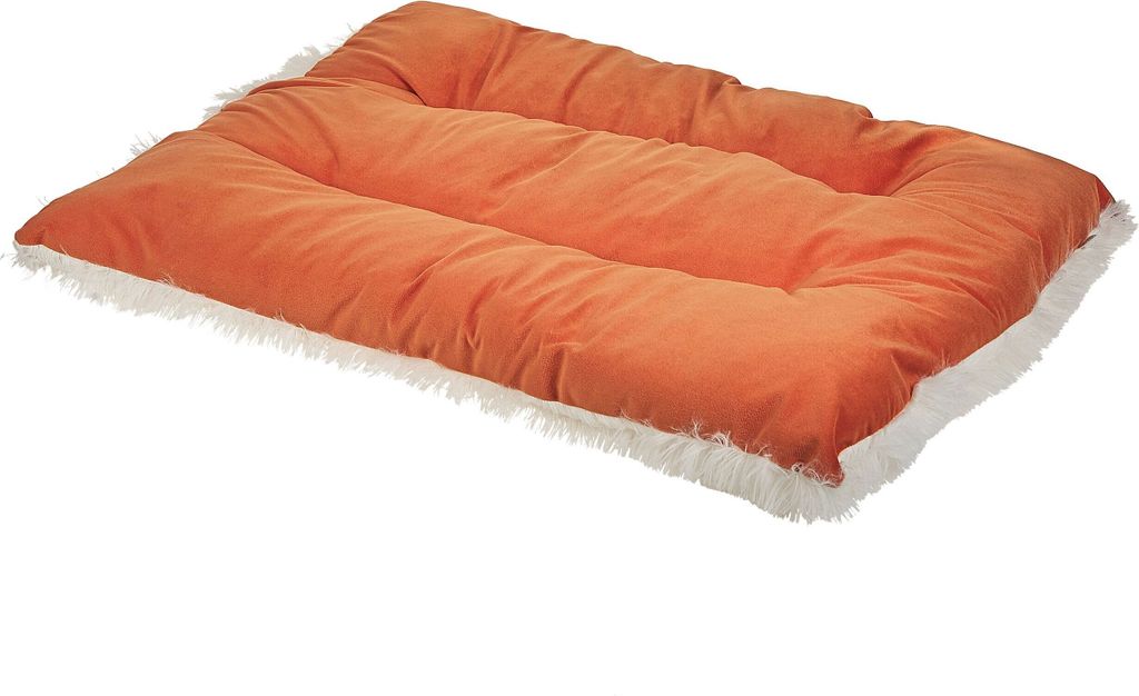 BELIANI Tierbett Orange 70 x 55 cm aus weichem Samtstoff mit Quasten Hundekissen aus Polyester für Hunde, sowie Katzen Wohnzimmer Flur Schlafzimmer