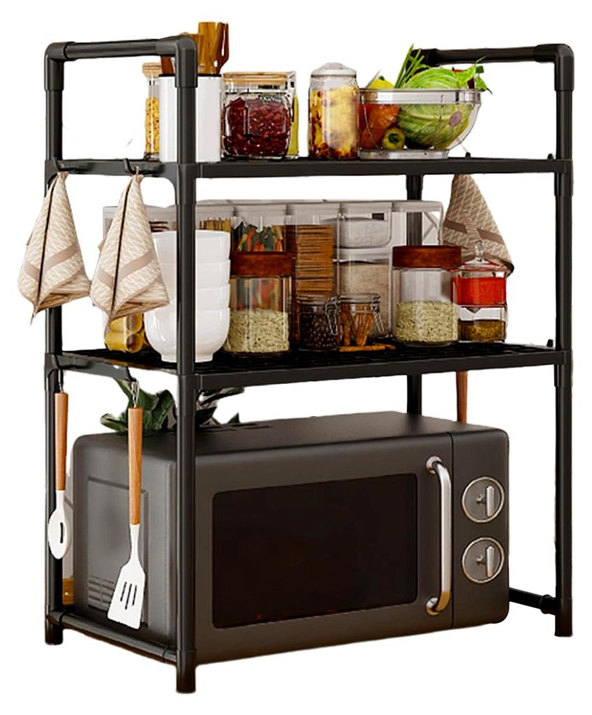 Mikrowellenständer mit Haken | Verbreitertes Gewürzgestell für Küche, Bad und Outdoor