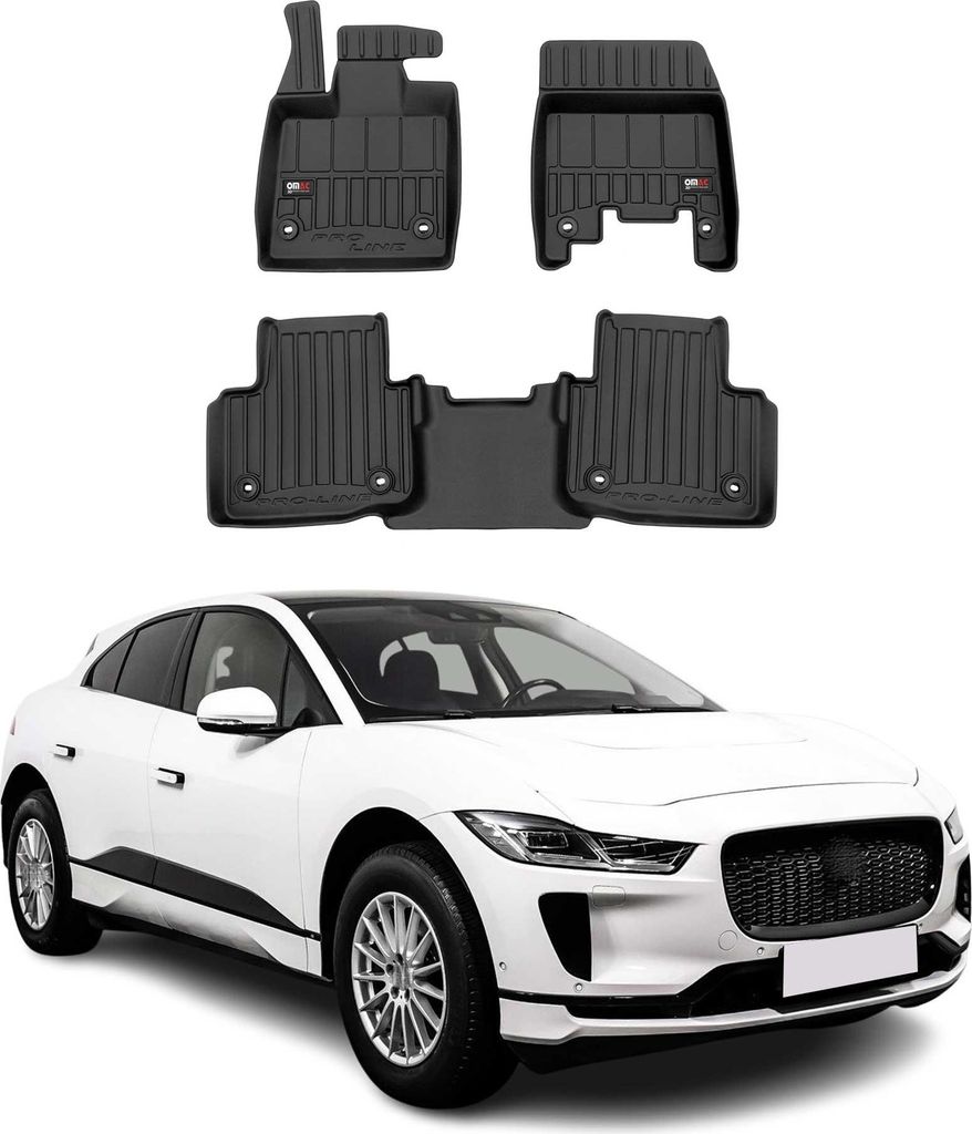 Fußmatten Gummimatten für Jaguar I-Pace 2018-2025 OMAC Premium 3D Schwarz TPE 3x