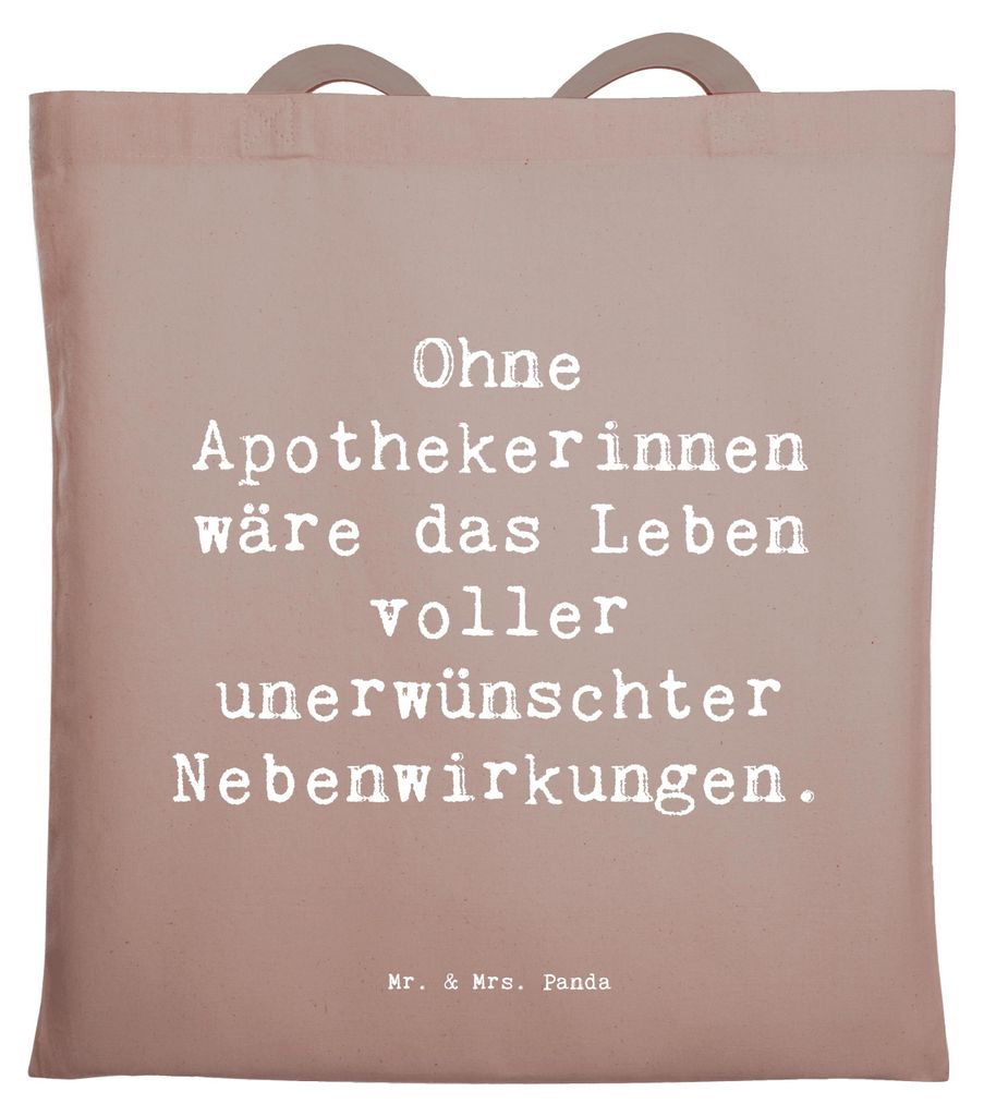 Mr. & Mrs. Panda Uni Tasche Spruch Apothekerin Nebenwirkung - Braun Pastell - Geschenk, Einkaufstasche, Gesundheitstipps, Berufsalltag, handgeferti...