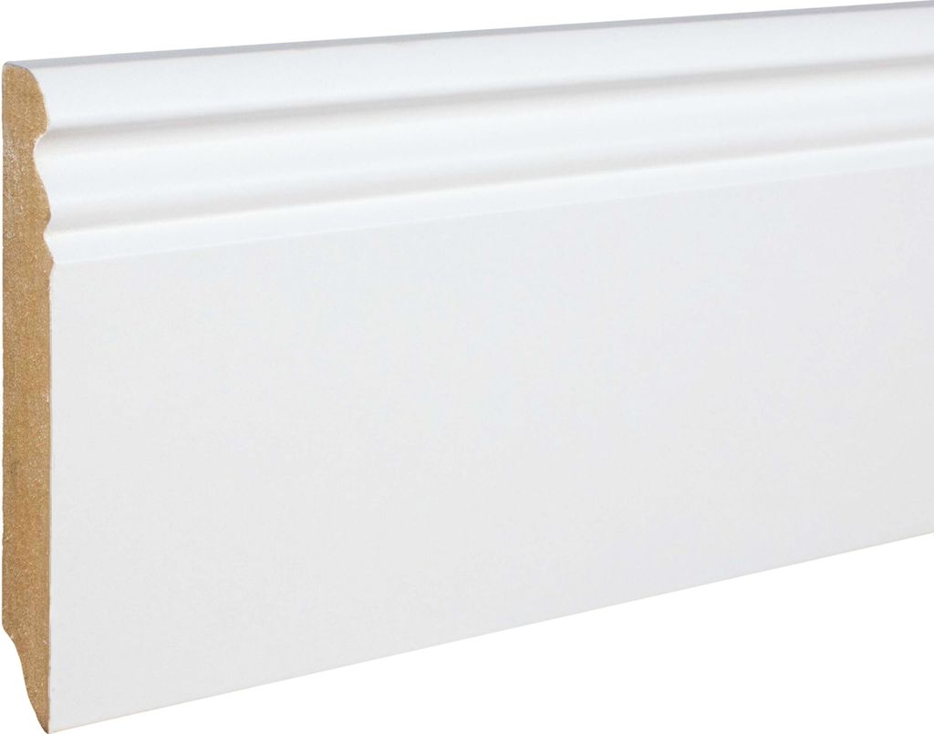 Sockelleiste Berliner Profil Hamburger Leiste 19 x 96 x 2500 mm Weiß MDF-Kern foliert Fußleiste Klassisch by PROVISTON 25 Meter | 10 Stück