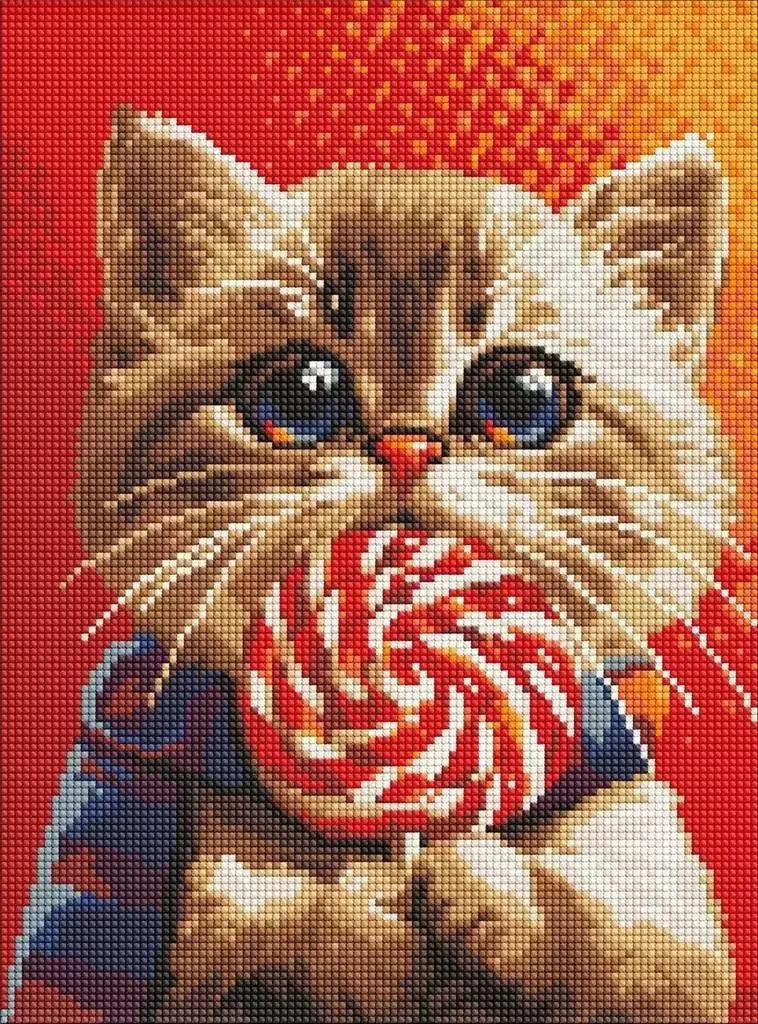Kit Creativo Mosaico Gatto 30x40 per Bambini e Adulti - Diamond Art