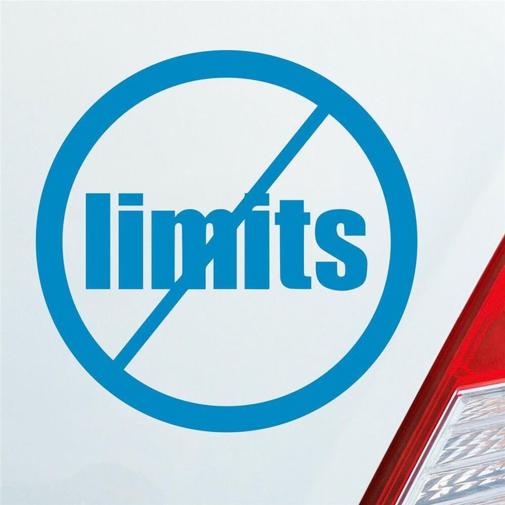 Auto Aufkleber No Limits Keine Speed Drive Tuning JDM 9x9 cm Hellblau Sticker Heckscheibenaufkleber