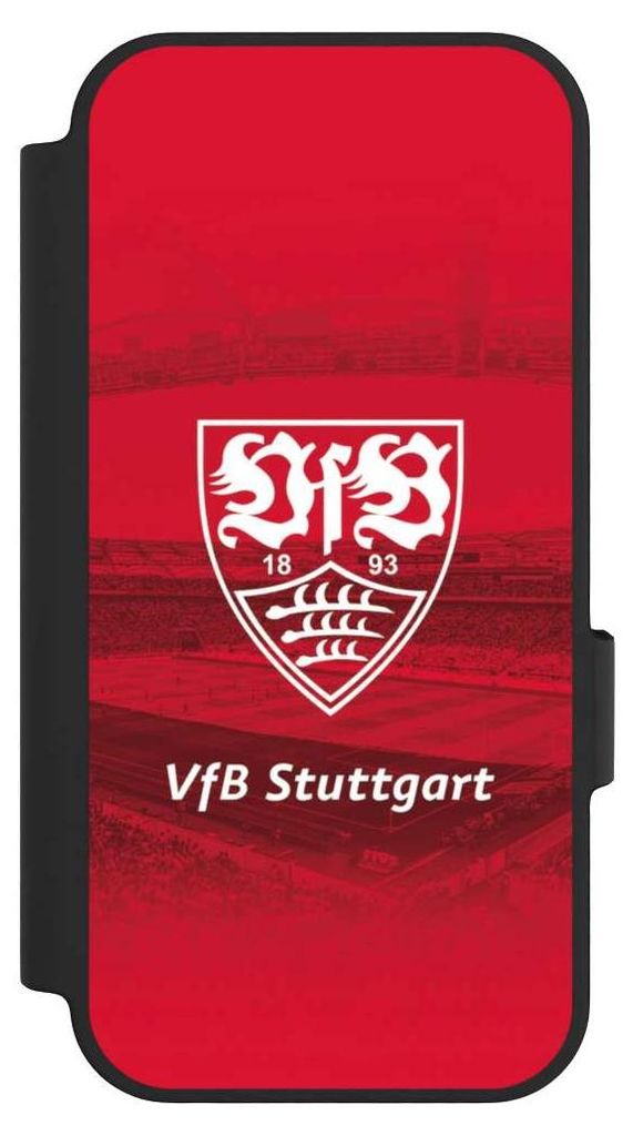 NIVOCASE Klapphülle für Google Pixel 10 Handyhülle aus Kunst Leder NIVOflip schwarz Offizielles Lizenzprodukt Stadion VfB Stuttgart