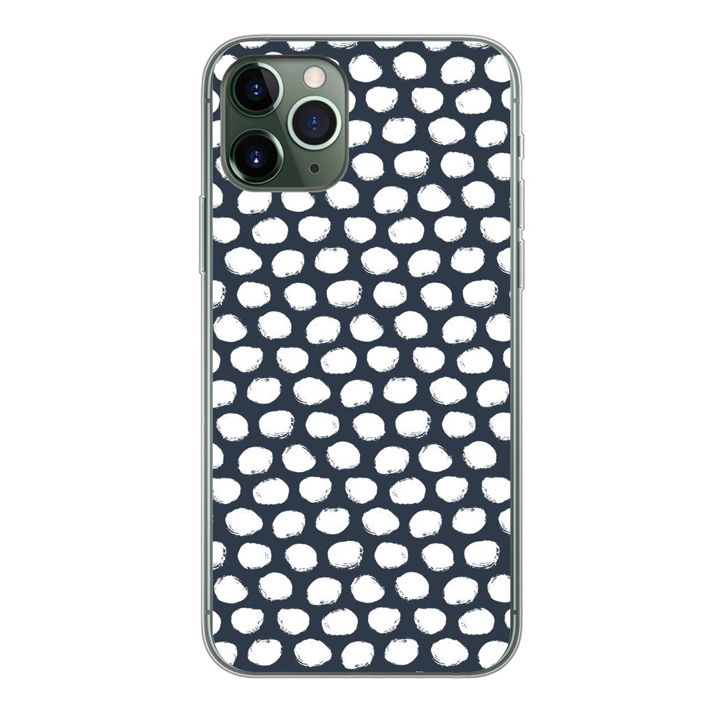 MuchoWow Handyhülle Schutzhülle Hülle für iPhone 11 Pro Tupfen - Muster - Weiß Silikon Softcase Handy Hülle - Handy