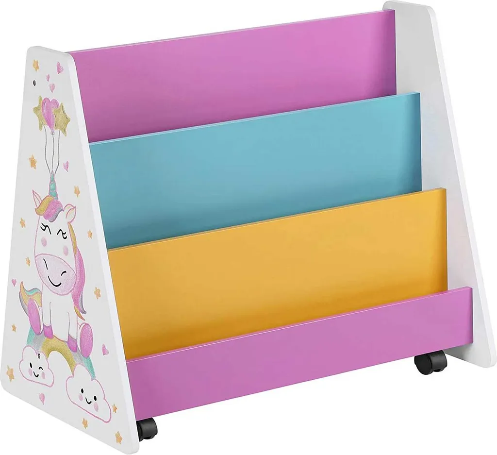 Bibliothèque enfant multicolore étagère à livres design bois 5 cases
