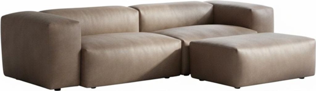 KAWOLA Sofa CELESTE 4-Sitzer mit Hocker Lederfaserstoff anthrazit