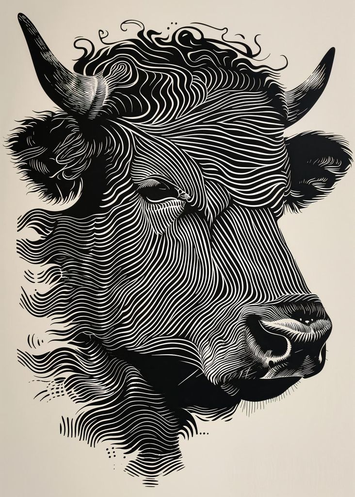 Plakat 25x35cm Stier in Leuchtenden Farben