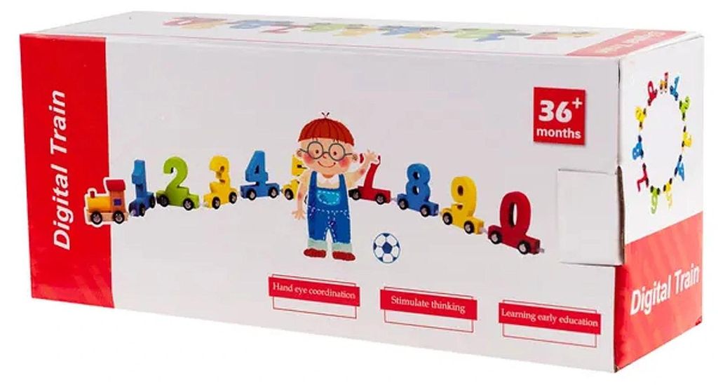 Pociąg drewniany kolejka edukacyjna ciuchcia z cyferkami Zdjęcie produktu 