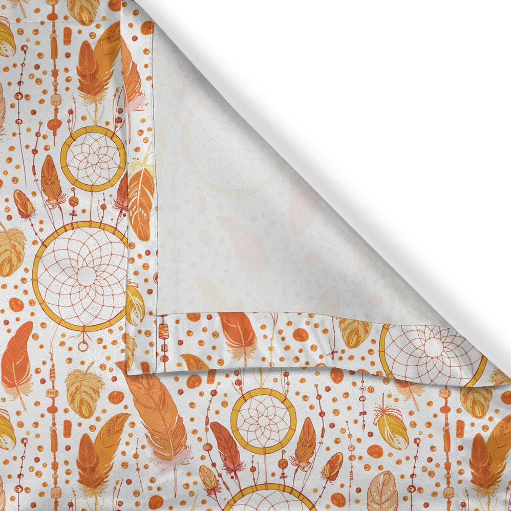 Paire de rideaux décoratifs oranges et blancs style bohème 280x175cm