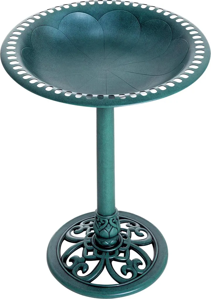 Bain d'oiseaux motif floral vert - Station d'eau résistante aux UV 50cm
