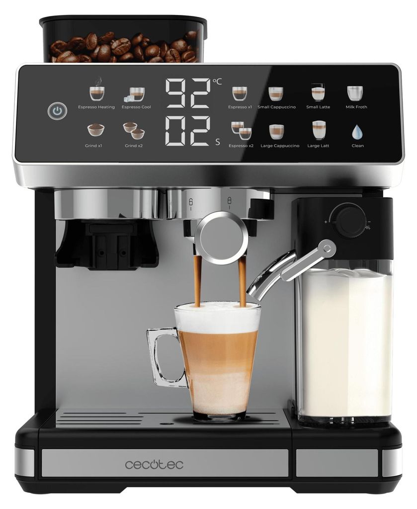 Barista Espressomaschine mit integriertem Mahlwerk und Produktbild 