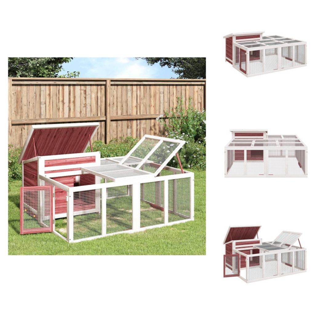 vidaXL Kaninchenstall Mokka 144x123x67,5 cm Massivholz Kiefer - Lebensräume & Gehege für Kleintiere