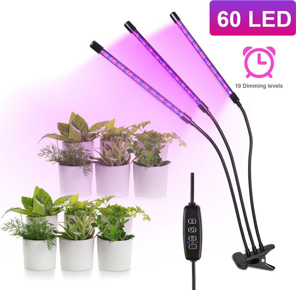 TolleTour 30Watt Pflanzenlampe Pflanzenleuchte LED Grow Light – automatischer Timer 3–9–12 Stunden