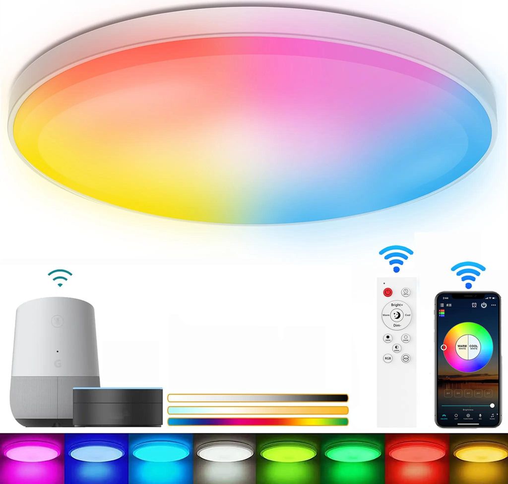 30W Deckenleuchte LED RGB Dimmbar Deckenlampe mit Fernbedienung APP Steuerung für Wohnzimmer, Schlafzimmer, Küche