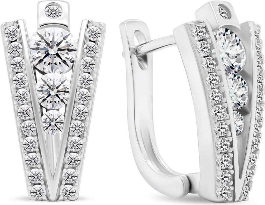 Sparkling silver earrings with zircons EA463W