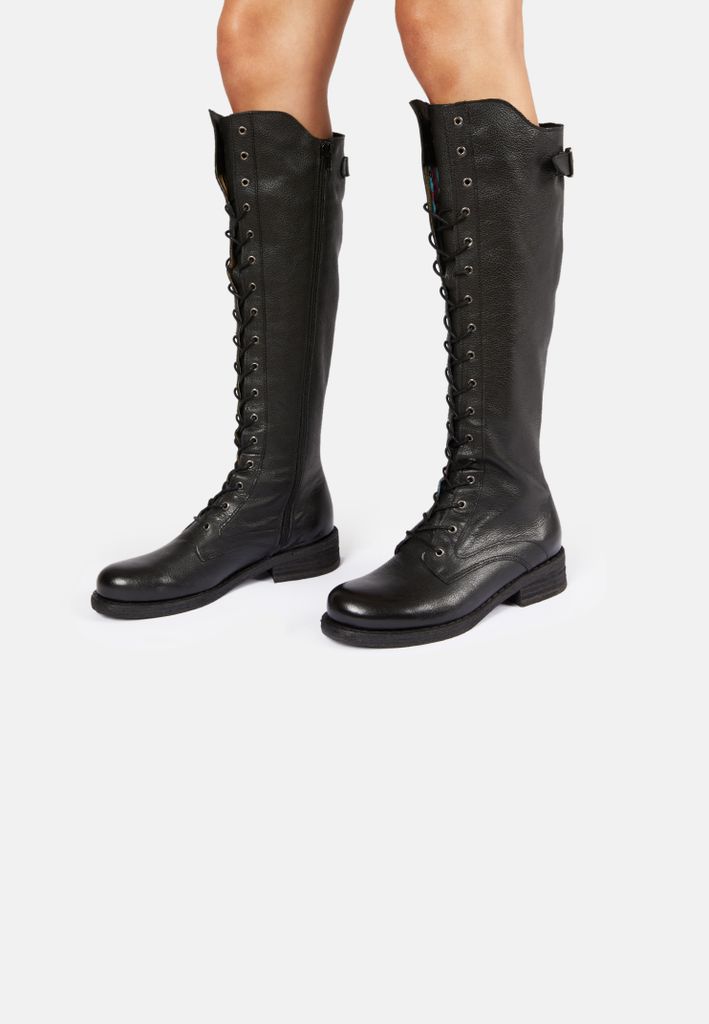 Stiefel, Modell Gredo A425, hohe Biker-Schnürstiefel aus Vintage-Leder
