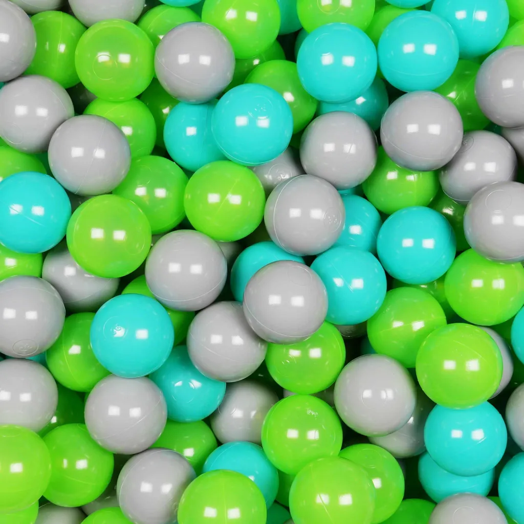 Boules de jeu souples ø7cm lot de 50 teintes pastel vert et gris