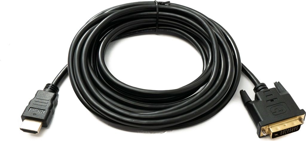 SYSTEM-S DVI D Kabel 5 m 24 + 1 Stecker zu HDMI 1.4 Standard Stecker vergoldet 2K 30 Hz Full HD 144 Hz