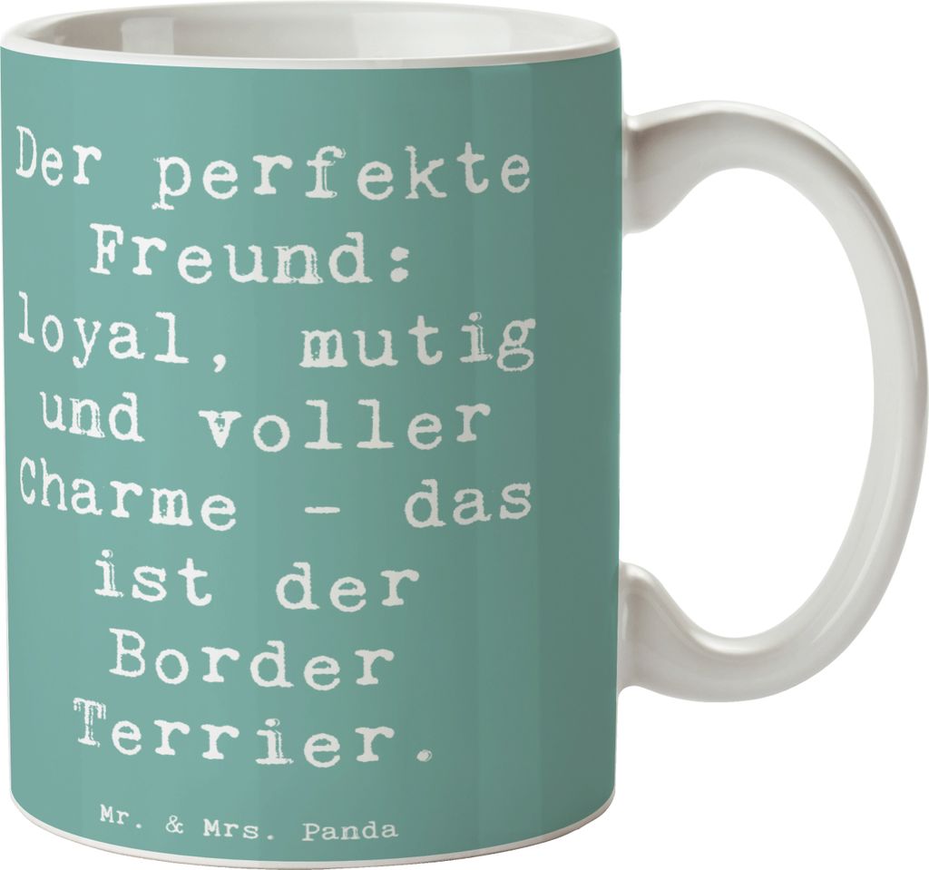 Mr. & Mrs. Panda Tasse Spruch Border Terrier Freund - Meeresbrise - Geschenk, Hunderassen Vielfalt, Kaffeetasse, Pflege, Teetasse, intelligente Hun...
