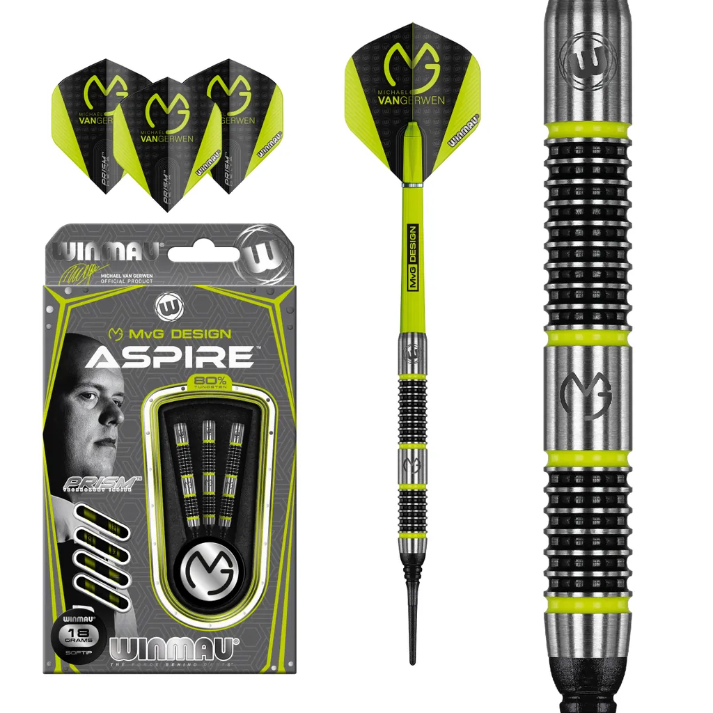 Jeu de Fléchettes de Compétition 20g MVG Aspire Soft Tip en Tungstène - 8
