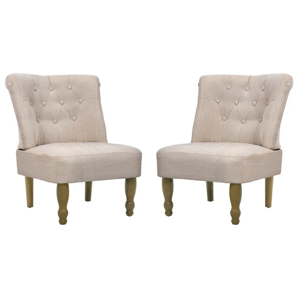 vidaXL Chaises Françaises 2 pcs en Tissu Crème Style Classique Chic