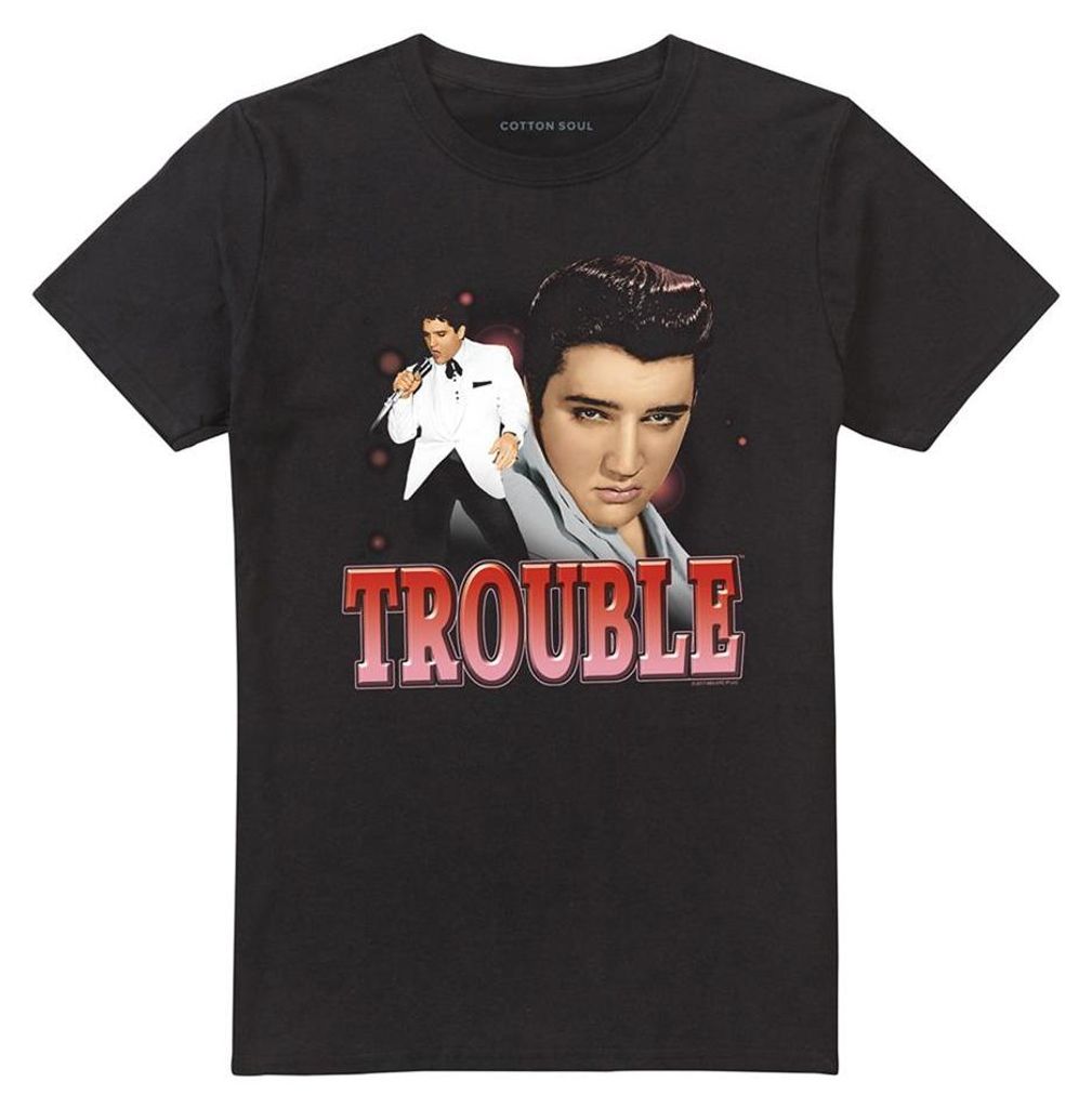 Elvis Presley - "Trouble" T-Shirt für Herren/Damen Uni TV33188 (5XL) (Schwarz)