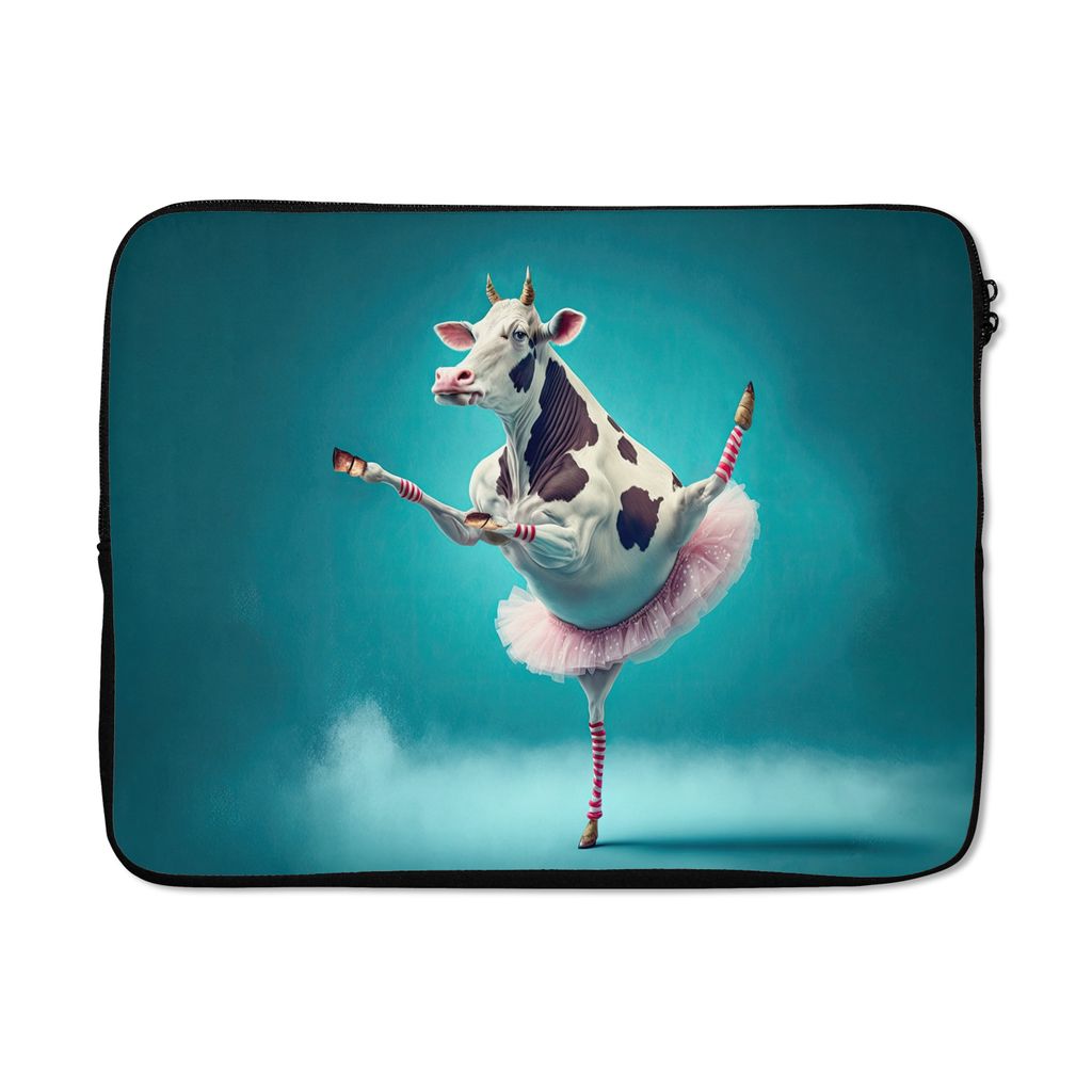 MuchoWow Laptop Hülle 15 Zoll Kuh - Ballett - Porträt - Blau - Tiere - Kind Laptoptasche - Laptoptasche - Sleeve - Rundum-Schutz