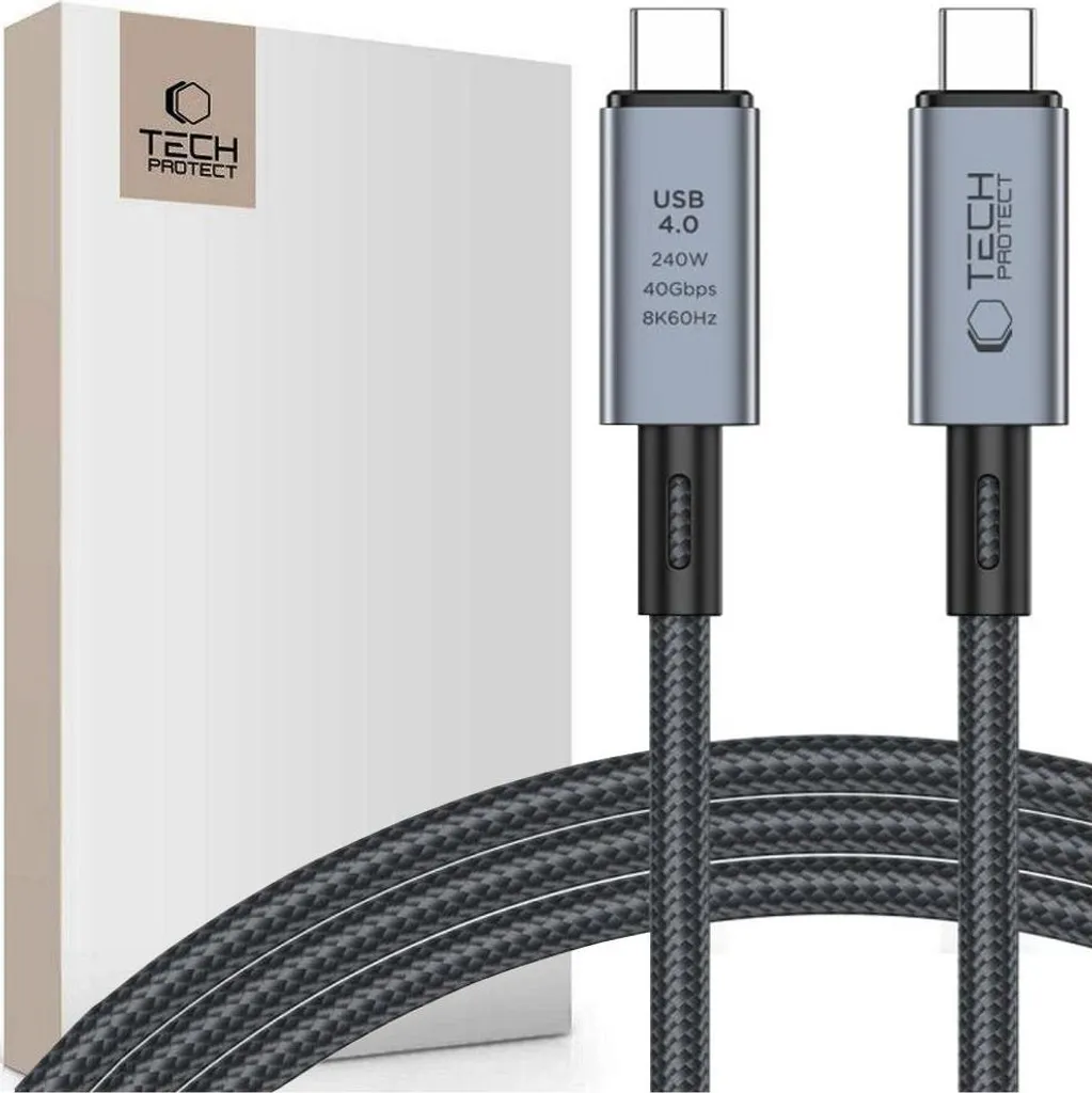 Tech-Protect Ultraboost Max Usb 4.0 8K 40Gbps Cavo Type-C Pd240W 200Cm Grigio