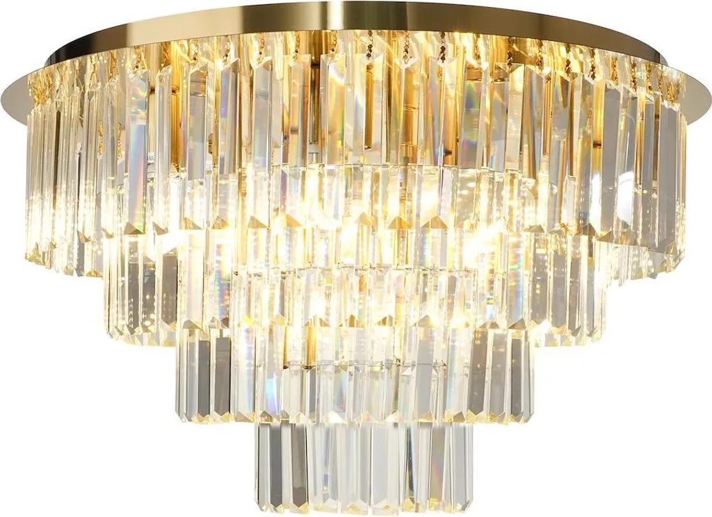 Plafonnier cristal salon doré MILAGRO MILANO Ø60 cm éclairage