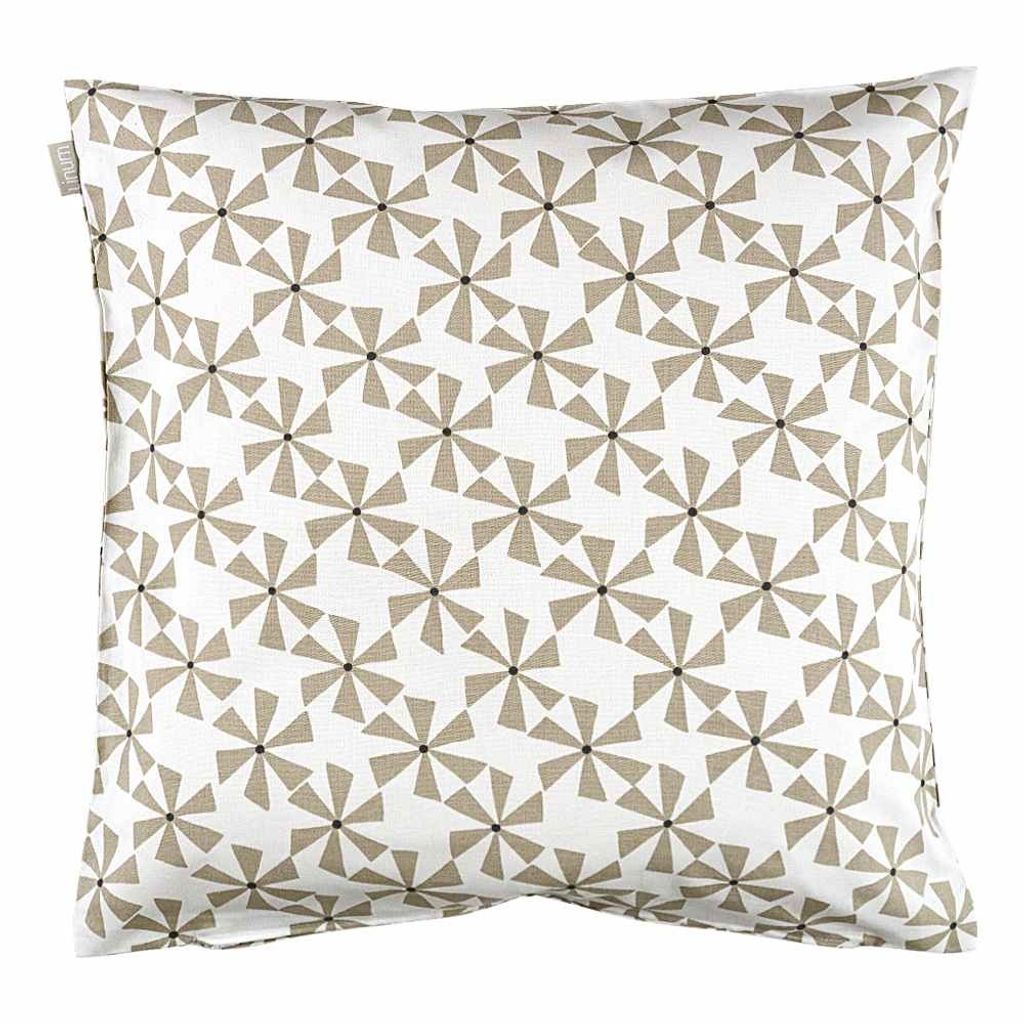 Linum Baumwolle Spinn Kissenhülle Blumen Beige 50x50 cm