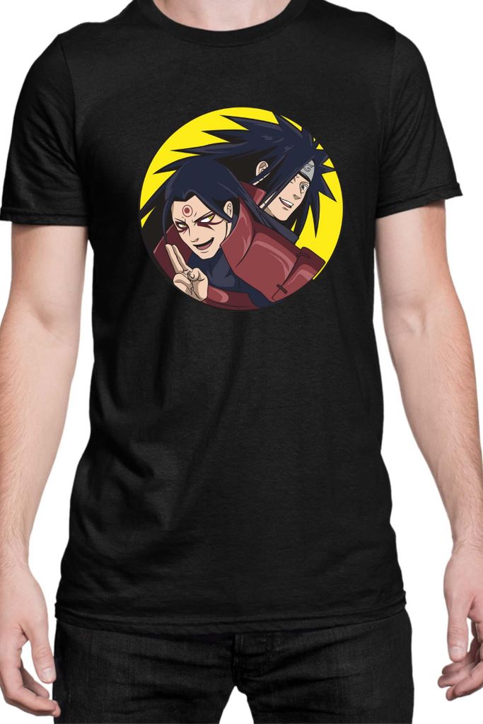 Herren T-Shirt Naruto Madara Vs Hashirama, Man 3XL / Schwarz