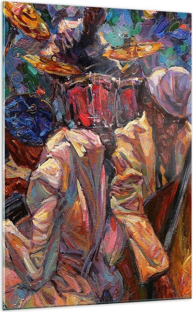 Bilder auf glas - Einteilig - Jazz Musik Band - 70x100cm - Glasbilder - Wandbilder - Bilder - zum Aufhängen bereit - Wanddekoration aus Glas - Gla...